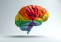 brain with LGBT colors on a white background.3d illustration