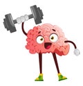 Brain lifting weights, illustration, vector