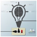 Brain Light Bulb Electric Line Education Infographic Background Royalty Free Stock Photo