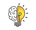 brain in light bulb icon, Creative idea and education concept, vector illustration Royalty Free Stock Photo