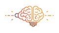 Brain and Light Bulb Innovation Icon, vector design Generative AI Royalty Free Stock Photo