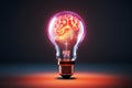 brain in a light bulb, intelligence concept, AI generated Royalty Free Stock Photo