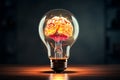 Brain and light bulb merge, representing the birth of creative ideas