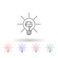 Brain in a light bulb multi color icon. Simple thin line, outline vector of idea icons for ui and ux, website or mobile Royalty Free Stock Photo