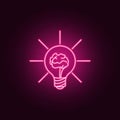 brain in a light bulb neon icon. Elements of Idea set. Simple icon for websites, web design, mobile app, info graphics Royalty Free Stock Photo