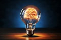 Brain lightbulb, AI generated Royalty Free Stock Photo