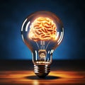 Brain lightbulb, AI generated Royalty Free Stock Photo