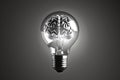 brain in lightbulb, AI generated Royalty Free Stock Photo