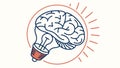 Brain in a Lightbulb, Blue Line Art for Creativity and Ideas Concept, vector design Generative AI Royalty Free Stock Photo