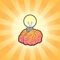 Brain Lightbulb for Creative Idea Inspiration