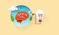 Brain with lightbulb - flat icon