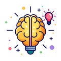 Brain and Lightbulb Idea Icon: Innovation, Intelligence, and Creative Thinking Royalty Free Stock Photo