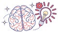 Brain with Lightbulb, Symbolizing Creativity Innovation, vector design Generative AI Royalty Free Stock Photo