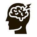 Brain Lightning Volt Silhouette Headache Vector