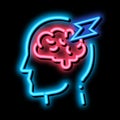 Brain Lightning Volt Silhouette Headache Vector