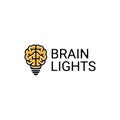 Brain and lights line art