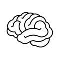 Brain line art simple design isolated on white background