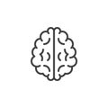 Brain line icon, outline vector sign, linear style pictogram isolated on white. Royalty Free Stock Photo