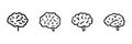 Brain Line Icon Set In Doodle Style. Cognitive Function, Intelligence, And Mental Health Outline Sketch Collection Royalty Free Stock Photo