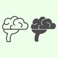 Brain line and solid icon. Detailed human head organ silhouette outline style pictogram on white background. Anatomy and Royalty Free Stock Photo