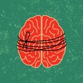 Brain lock, mental idea tied with rope Royalty Free Stock Photo