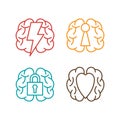 Brain logo design. Brainstorm think idea logo inspiration.