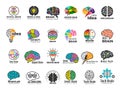 Brain logo. Genius and technology smart mind business concept identity vector colored symbols Royalty Free Stock Photo