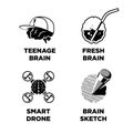 Brain logo ideas and creative mind concept graphic set