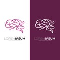 Brain logo with line design vector, simple line style Royalty Free Stock Photo