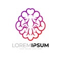 Brain logo with line design vector, simple style Royalty Free Stock Photo