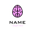 Brain Logo silhouette top view design vector template. Brainstorm think idea Logotype concept icon. Royalty Free Stock Photo