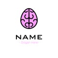 Brain Logo silhouette top view design vector template. Brainstorm think idea Logotype concept icon Royalty Free Stock Photo