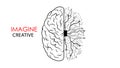 Brain logo vector illustration on white background. The brain image is compared to a computer with a processing chip Royalty Free Stock Photo