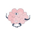 Brain In Lotus Pose With Third Eye Comic Character Representing Intellect And Intellectual Activities Of Human Mind Royalty Free Stock Photo