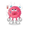 brain low battery mascot. cartoon vector Royalty Free Stock Photo