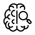 Brain Magnifier Icon Vector Outline Illustration