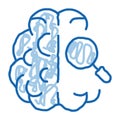 Brain Magnifier doodle icon hand drawn illustration