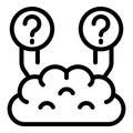 Brain making decision icon outline vector. Brainstorming solution search