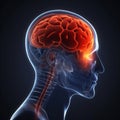 red medicine blue x-ray pain medical brain anatomy headache head. Generative AI. Royalty Free Stock Photo