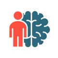 Brain with man colored icon. The main organ of the central nervous system of the person symbol