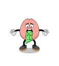 brain mascot cartoon vomiting