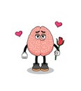 brain mascot falling in love