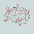 Brain maze with correct path Royalty Free Stock Photo