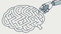 Brain Maze Robotics, AI and Problem Solving Concept Vector, vector design Generative AI Royalty Free Stock Photo