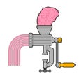 Brain in meat grinder. brains Stuffing. vector illustration