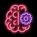 Brain And Mechanism Gear neon glow icon illustration