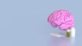 The Brain and medicine for medical and sci concept 3d rendering Royalty Free Stock Photo