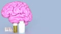 The Brain and medicine for medical and sci concept 3d rendering Royalty Free Stock Photo