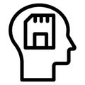 Brain memory, digital brain, Line vector icon which can easily modify or edit