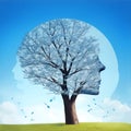 The brain and memory in surreal art, Memory loss due to Dementia and Alzheimer disease Royalty Free Stock Photo